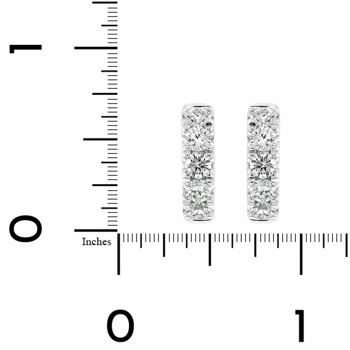 14K White Gold Diamond Huggie Earrings