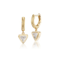 Harwell Godfrey 18K Yellow Gold Trillion Diamond Drop Huggie Earrings