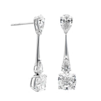 Etho Maria 18K White Gold Cushion Cut and Pear Shaped Diamond Drop Earrings