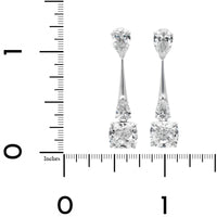 Etho Maria 18K White Gold Cushion Cut and Pear Shaped Diamond Drop Earrings