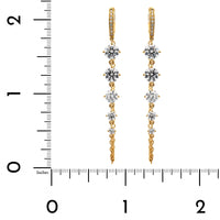 18K Yellow Gold Diamond Huggie Chain Earrings