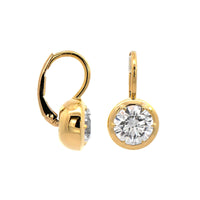 18K Yellow Gold Round Diamond Dangle Earrings