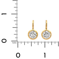 18K Yellow Gold Round Diamond Dangle Earrings