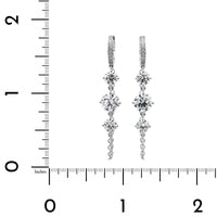 18K White Gold Round Diamond Huggie Chain Earrings