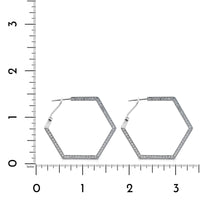 18K White Gold Hexagonal Diamond Hoop Earrings