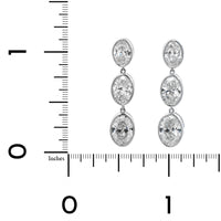 18K White Gold 3 Oval Diamond Drop Earrings