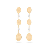 Marco Bicego Lunaria Alta 18K Yellow Gold Rose Cut Diamond Triple Drop Earrings