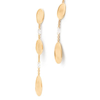 Marco Bicego Lunaria Alta 18K Yellow Gold Rose Cut Diamond Triple Drop Earrings