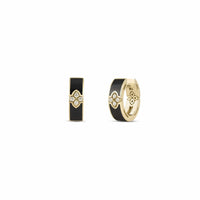 Roberto Coin 18K Yellow Gold Love in Verona Diamond and Black Enamel Hoops