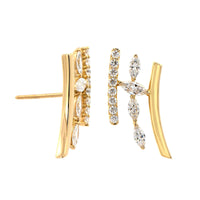 Etho Maria 18K Yellow Gold 3 Row Climber Diamond Earrings