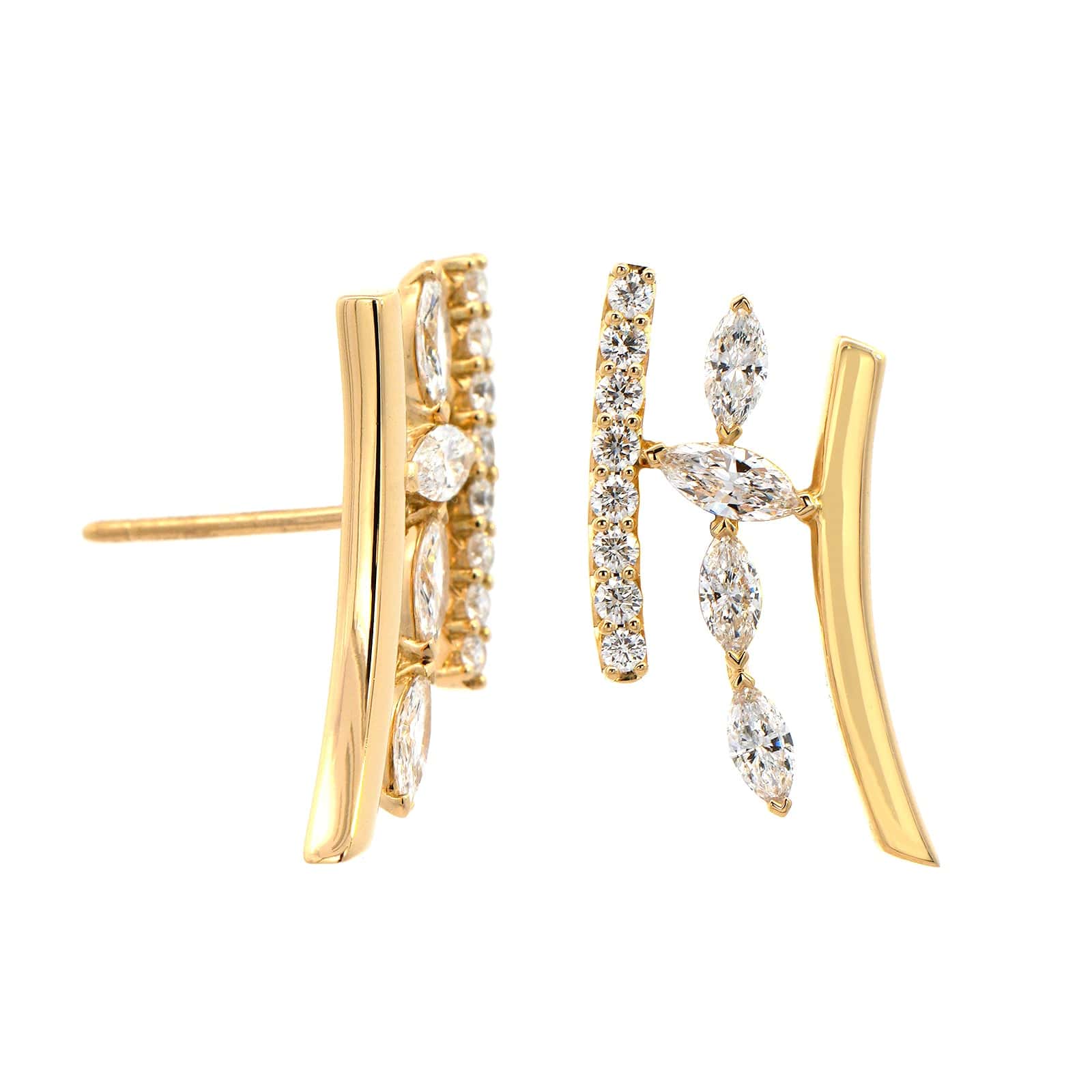 Etho Maria 18K Yellow Gold 3 Row Climber Diamond Earrings