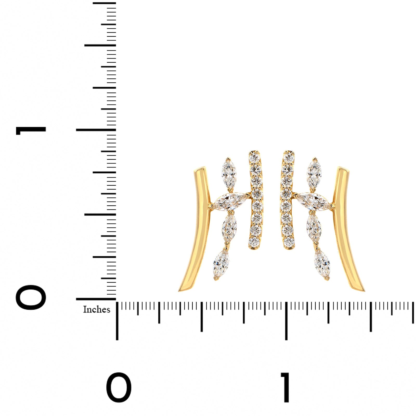 Etho Maria 18K Yellow Gold 3 Row Climber Diamond Earrings