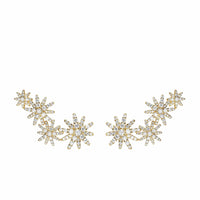 Starburst Full Pavé Climber Earrings 18K Yellow Gold with Diamonds, 26.9mm