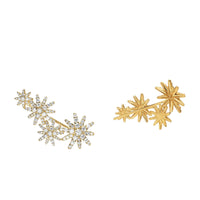 Starburst Full Pavé Climber Earrings 18K Yellow Gold with Diamonds, 26.9mm