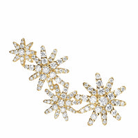 Starburst Full Pavé Climber Earrings 18K Yellow Gold with Diamonds, 26.9mm