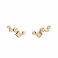 Petite Modern Renaissance® Climber Earrings 18K Yellow Gold with Diamonds, 15mm