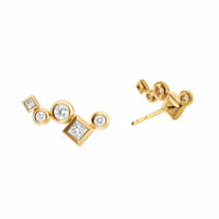 Petite Modern Renaissance® Climber Earrings 18K Yellow Gold with Diamonds, 15mm
