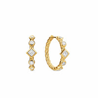 Petite Modern Renaissance® Hoop Earrings 18K Yellow Gold with Diamonds, 21mm