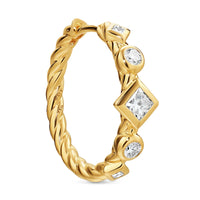 Petite Modern Renaissance® Hoop Earrings 18K Yellow Gold with Diamonds, 21mm