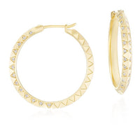 Harwell Godfrey 18K Yellow Gold Skinny Diamond Talisman Hoop Earrings