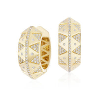 Harwell Godfrey 18K Yellow Gold Chubby Diamond Talisman Hoop Earrings