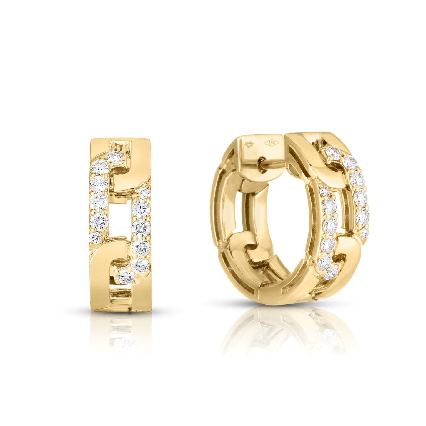 Roberto Coin 18K Yellow Gold Diamond Navarra Hoop Earrings