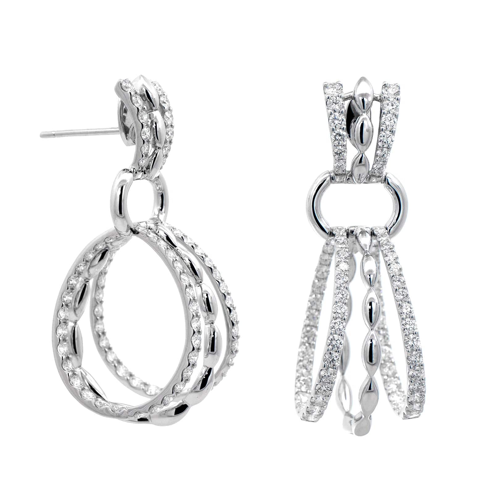 Etho Maria 18K White Gold Triple Diamond Hoop Earrings