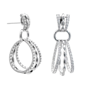 Etho Maria 18K White Gold Triple Diamond Hoop Earrings