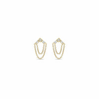 Zoe Chicco 14K Yellow Gold Diamond Double Chain Drop Earrings
