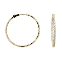 14K Yellow Gold Diamond Hoop Earrings