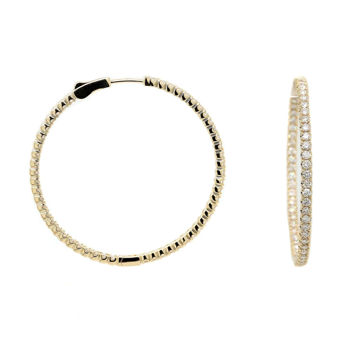 14K Yellow Gold Diamond Hoop Earrings