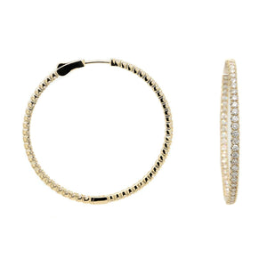 14K Yellow Gold Diamond Hoop Earrings