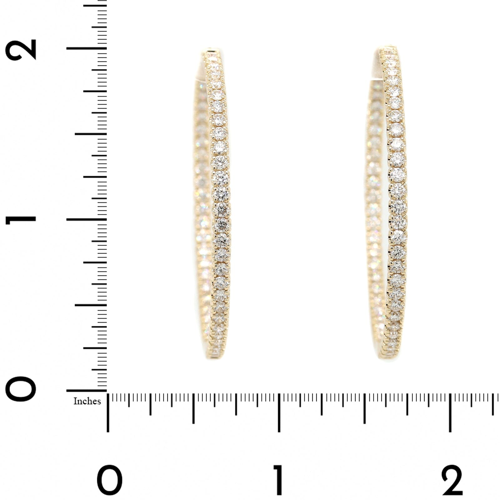 14K Yellow Gold Diamond Hoop Earrings