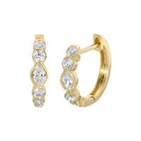 Anita Ko 18K Yellow Gold Marquise Cut and Round Diamond Huggie Earrings
