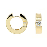 14K Yellow Gold Diamond Huggie Earrings