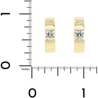14K Yellow Gold Diamond Huggie Earrings