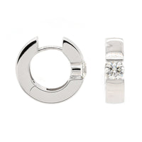 14K White Gold Diamond Huggie Earrings
