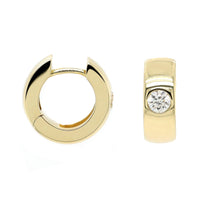 14K Yellow Gold Diamond Huggie Earrings