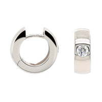 14K White Gold Diamond Huggie Earrings