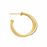 Crossover Hoop Earrings 18K Yellow Gold with Diamonds, 26.5mm