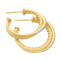 Crossover Hoop Earrings 18K Yellow Gold with Diamonds, 26.5mm