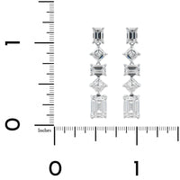 18K White Gold Emerald and Asscher Cut Diamond Drop Earrings