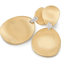 Marco Bicego 18K Yellow Gold Lunaria Double Drop Pave Diamond Earrings