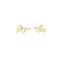 Sorellina 18K Yellow Gold Diamond Dove Stud Earrings