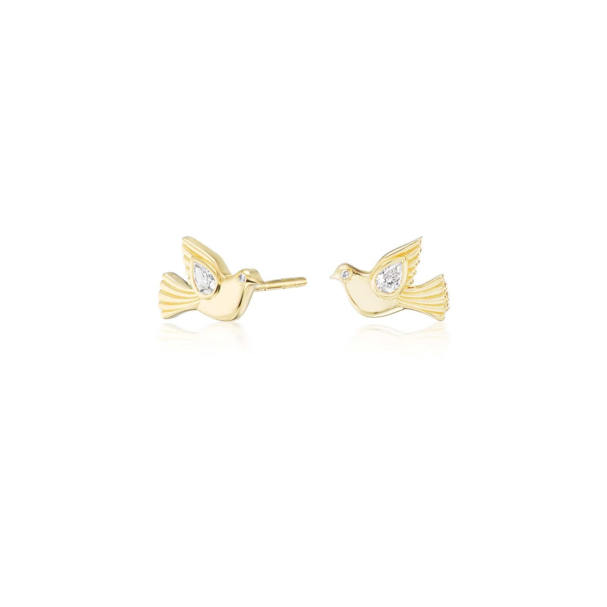 Sorellina 18K Yellow Gold Diamond Dove Stud Earrings