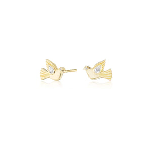 Sorellina 18K Yellow Gold Diamond Dove Stud Earrings