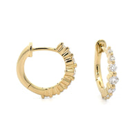 Three Stories 14K Yellow Gold Small Diamond Hoops