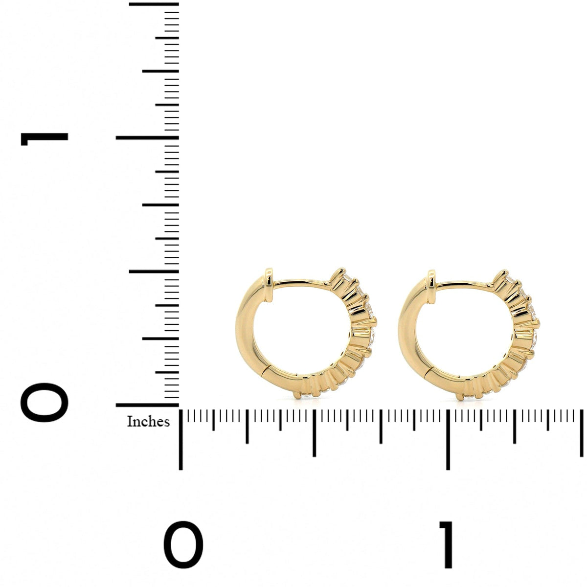 Three Stories 14K Yellow Gold Small Diamond Hoops