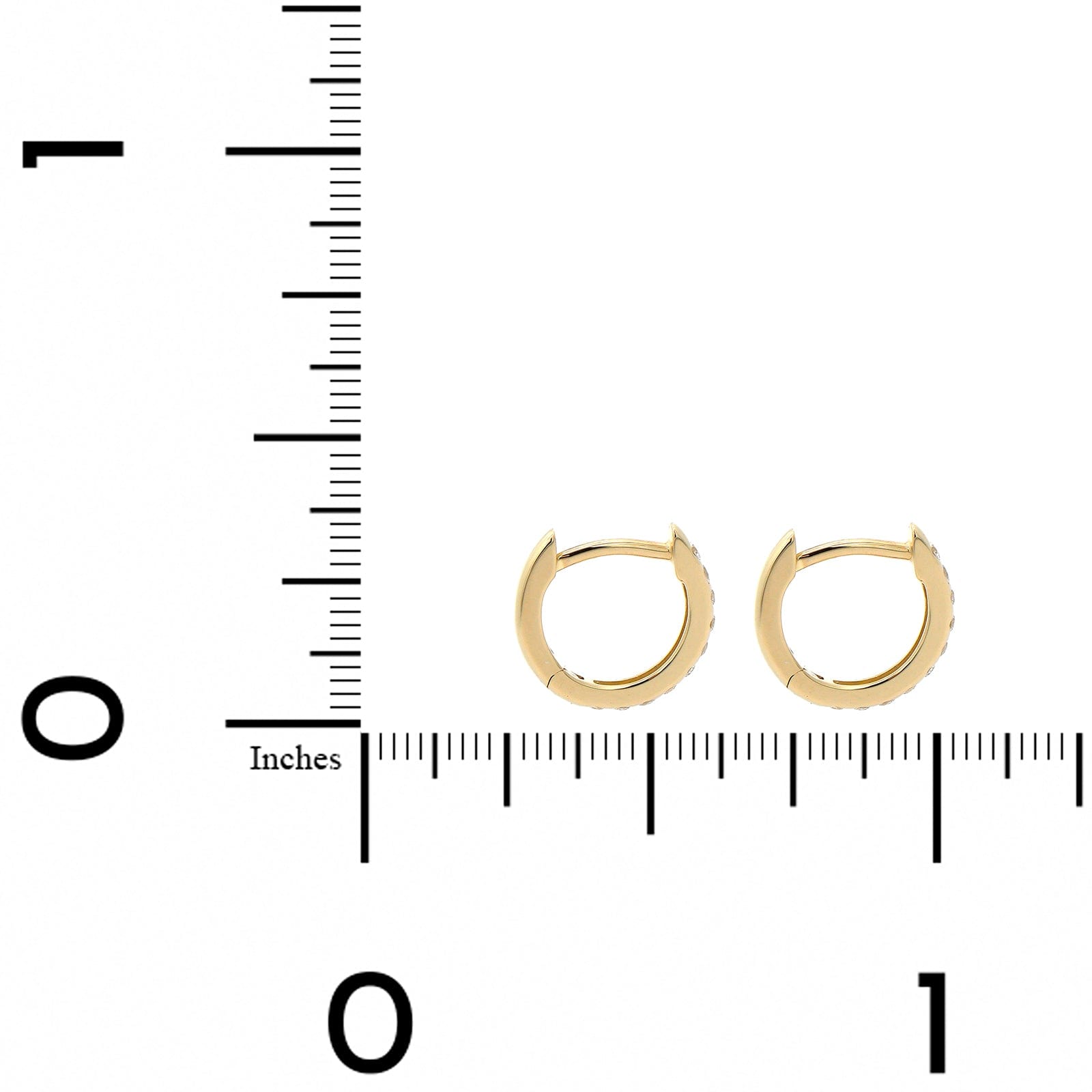 Three Stories 14K Yellow Gold Tiny Oval Pave Diamond Hoops