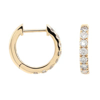 Three Stories 14K Yellow Gold Medium Diamond Huggie Hoops